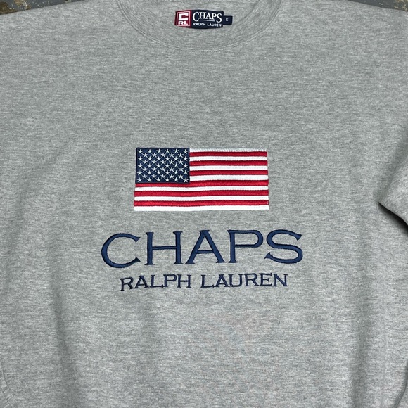 NEW Vintage CHAPS Ralph Lauren Sweatshirt NEW Big Flag sz MEDIUM - Picture 3 of 5
